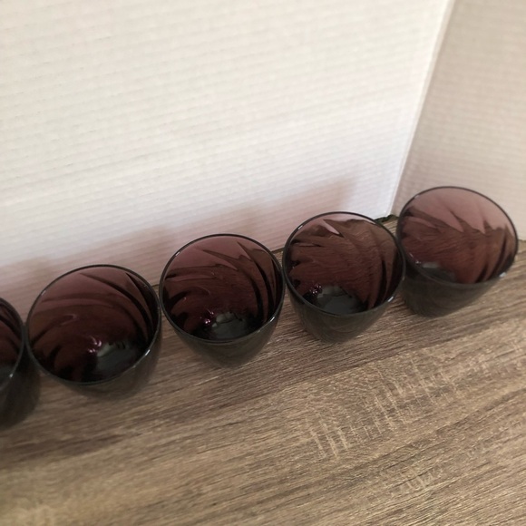 Vtg Hazel Atlas Moroccan Amethyst Swirl Juice Glasses - Picture 8 of 13